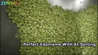 Frischer Edamame-Kleinband-Farbsortierer mit KI.